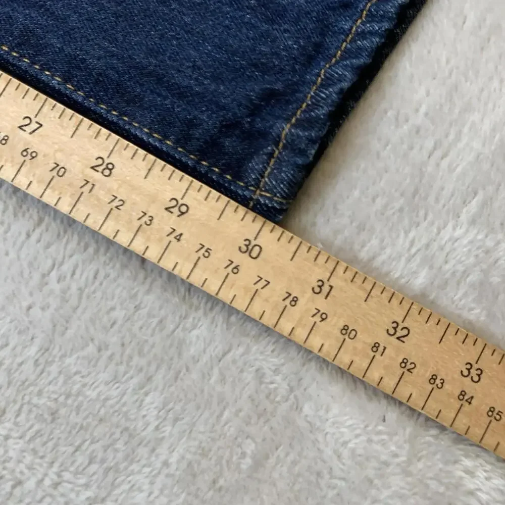 Levis 501 Jeans Mens 34x30 Blue Straight Button Fly Dark Mid Rise Distressed - Picture 5 of 12